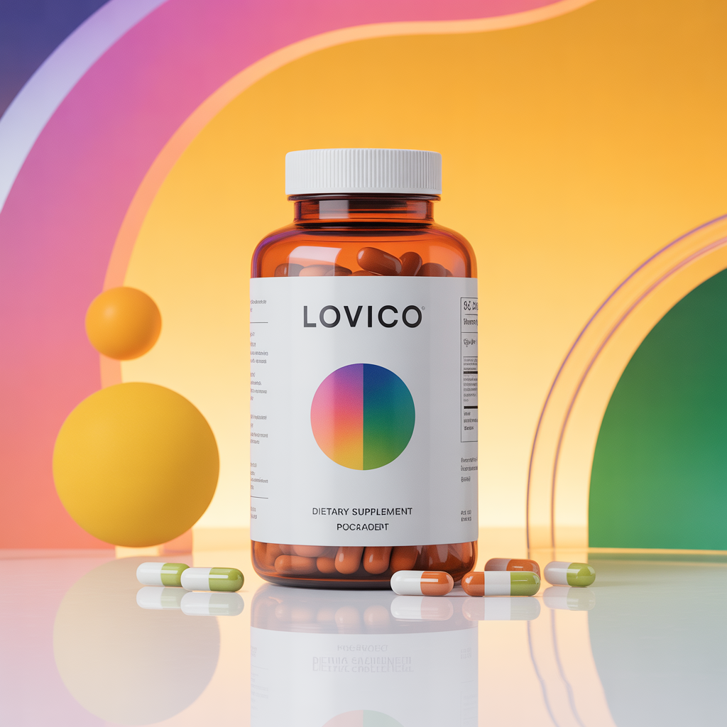 Lovico dietary supplement bottle with packaging